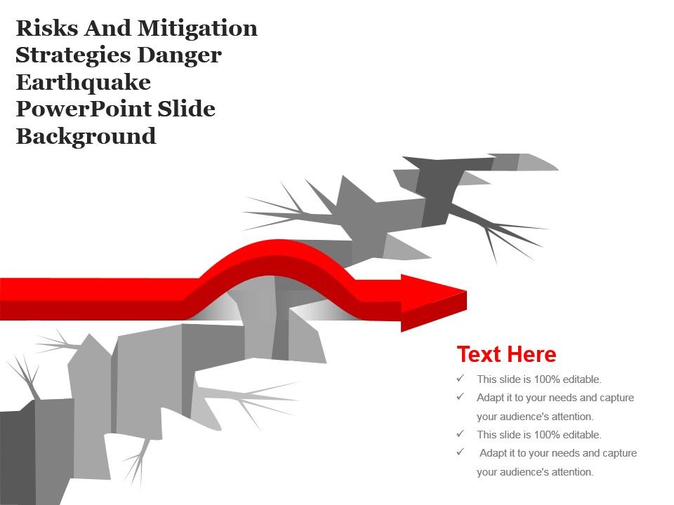 Risks And Mitigation Strategies Danger Earthquake Powerpoint Slide