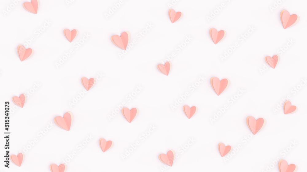 Pink Cute Hearts Made Of Paper Isolated On Bright Background