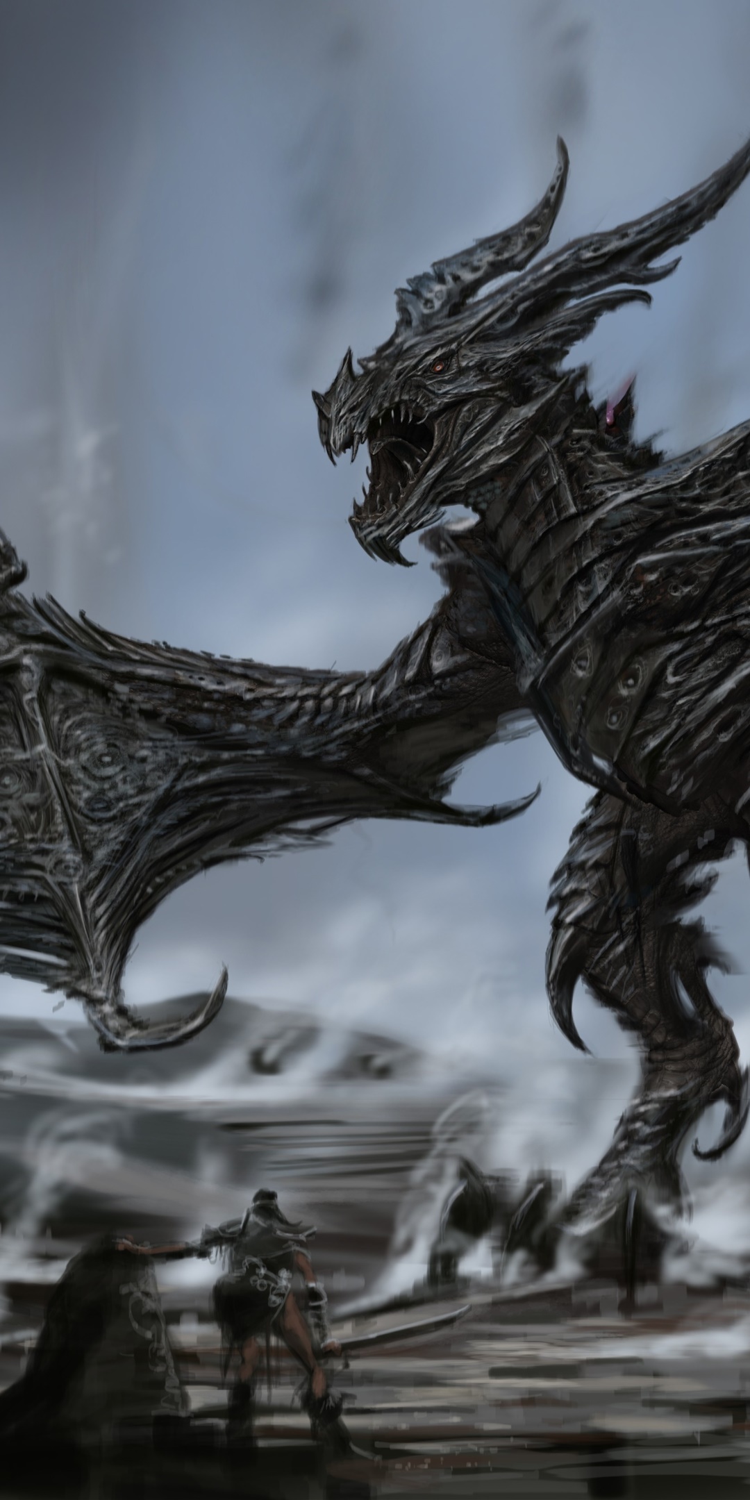 Skyrim iPhone Wallpaper Dragon