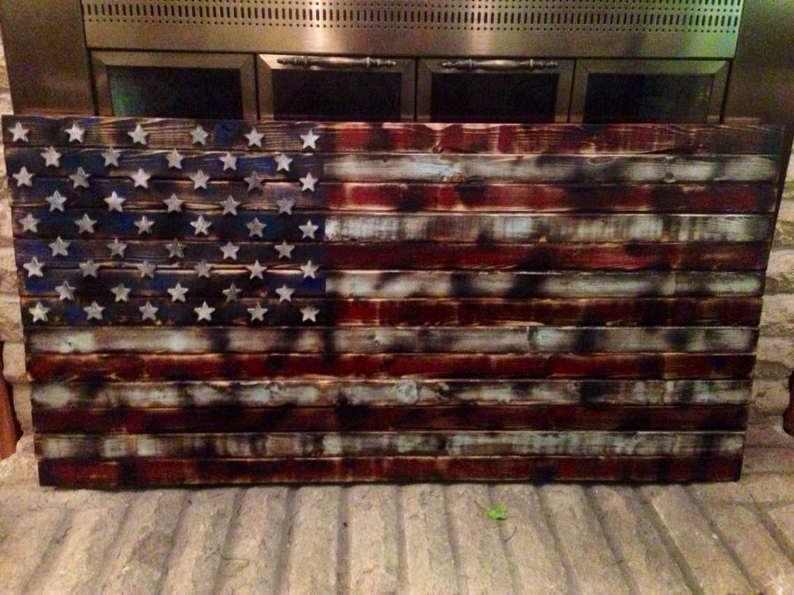 Rustic Wooden American Flag Burnt Effect By Woodenheritage On