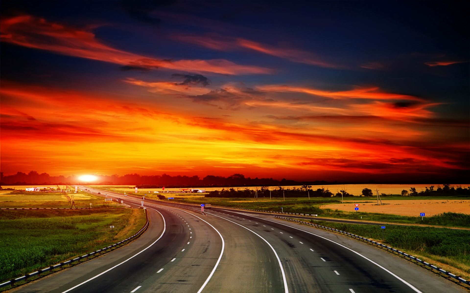 Highway At Sunset Wallpaper Wallpaperz Co