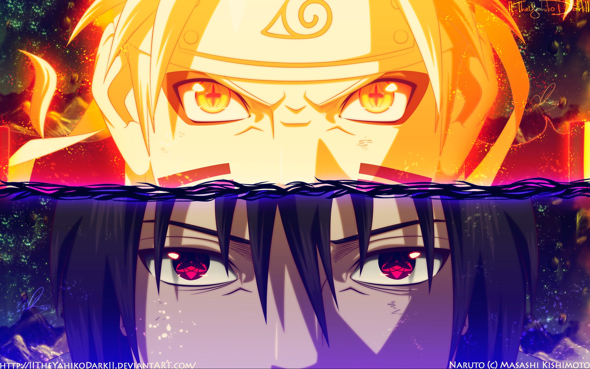 Sasuke Mangeky Sharingan Naruto Kyuubi Sage Mode HD Wallpaper