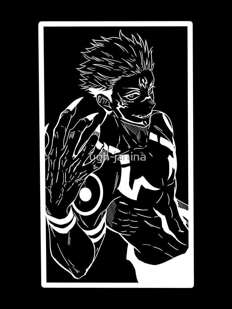 🔥 Download Sukuna White Outline With A Black Background Greeting Card ...