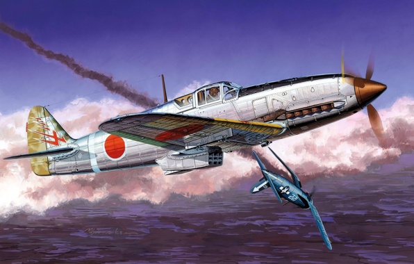 Hien Ww2 War Art Painting Aviation Airplane Japanese