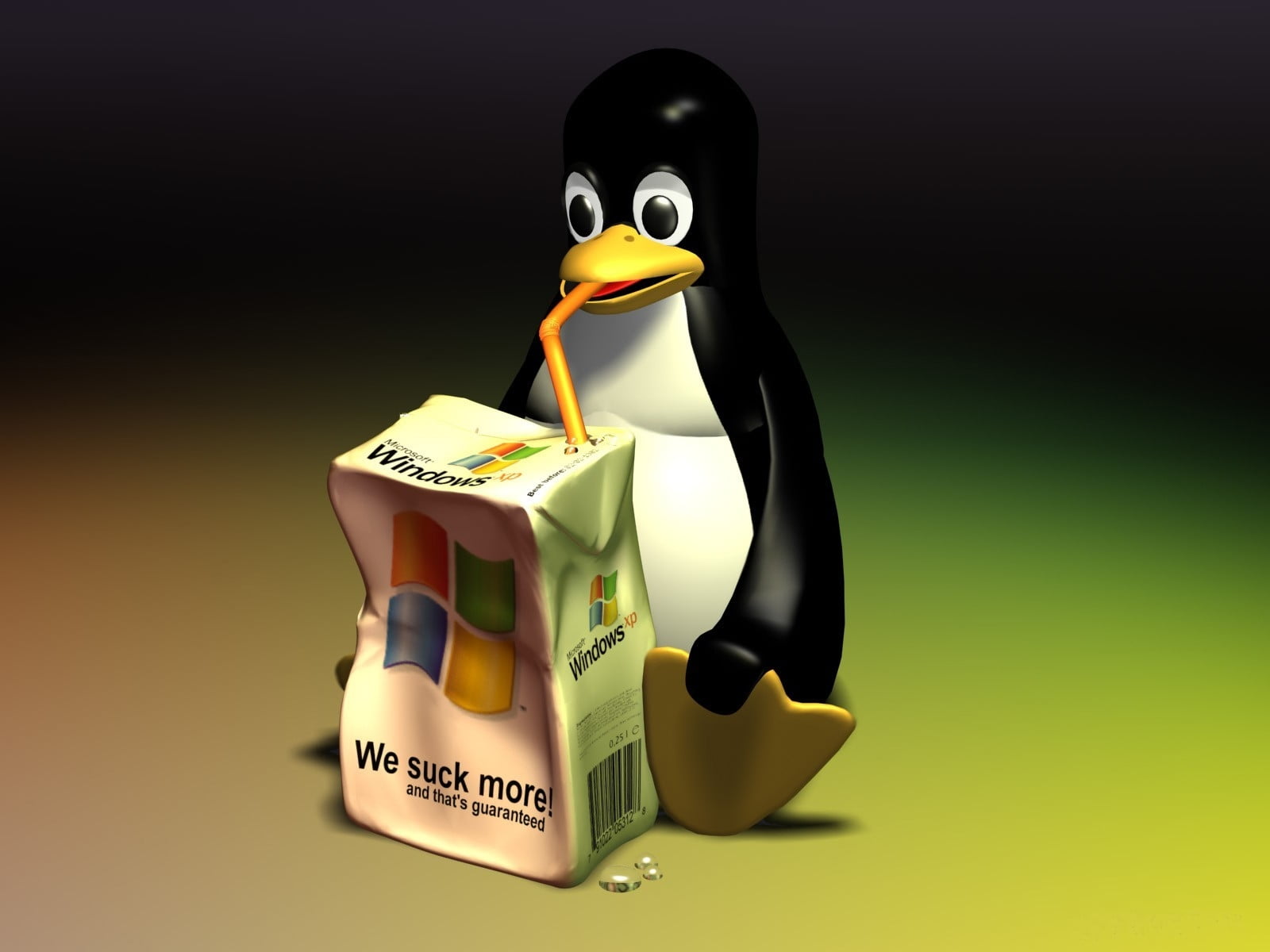 Digital Photo Of Penguin Drinking Windows Xp Container HD