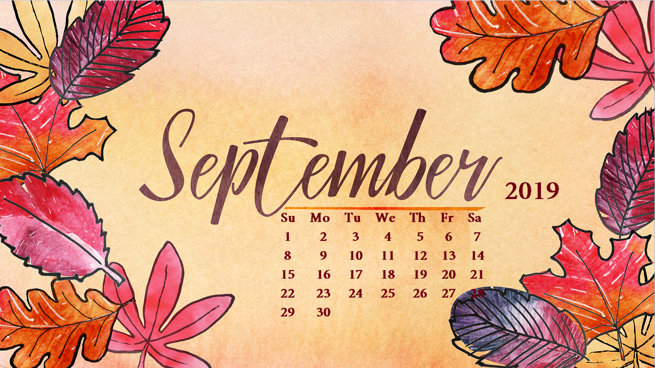 Floral September 2019 Calendar Wallpaper for Desktop September 1281x721