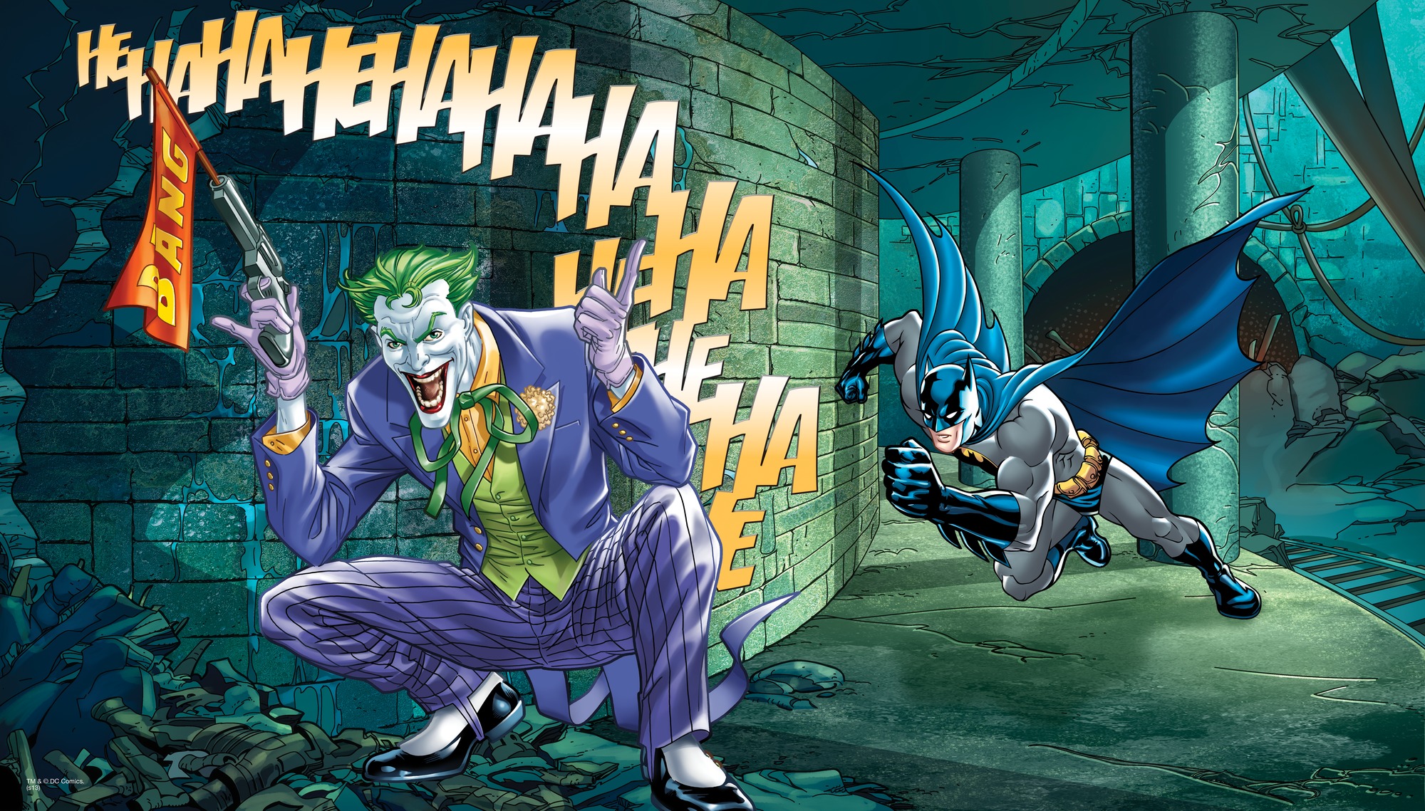 Batman Chases The Joker Wallpaper Mural Wallsauce