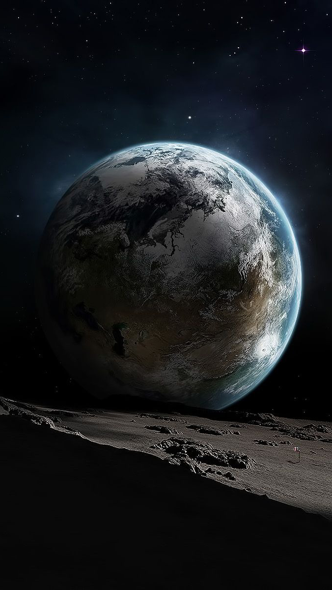 Earth From Moon iPhone Wallpaper