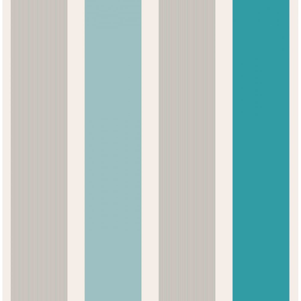  Mangum Striped Designer Feature Wallpaper Teal Silver White eBay