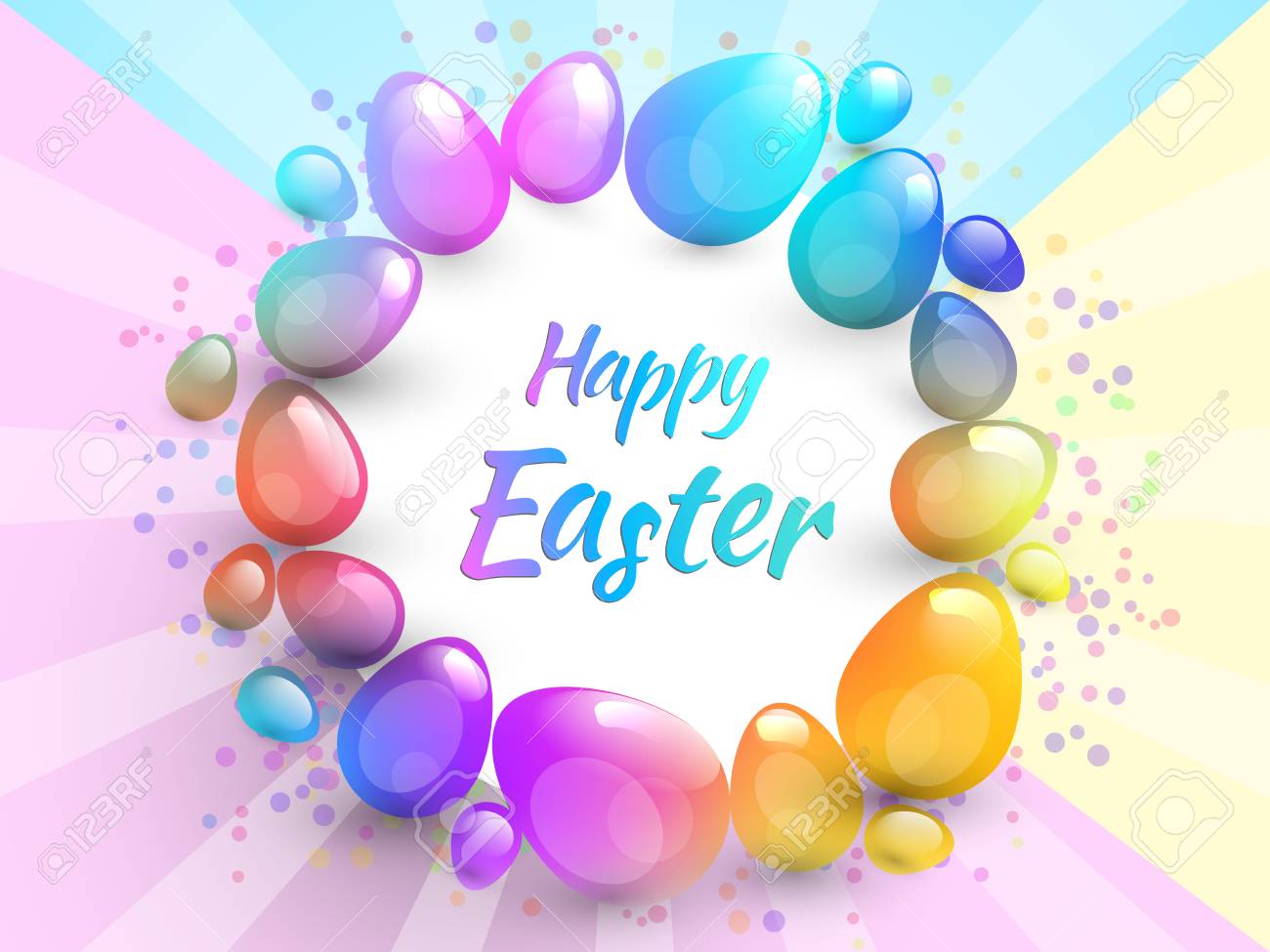 Happy Easter Background With Realistic Easter Eggs Royalty Free