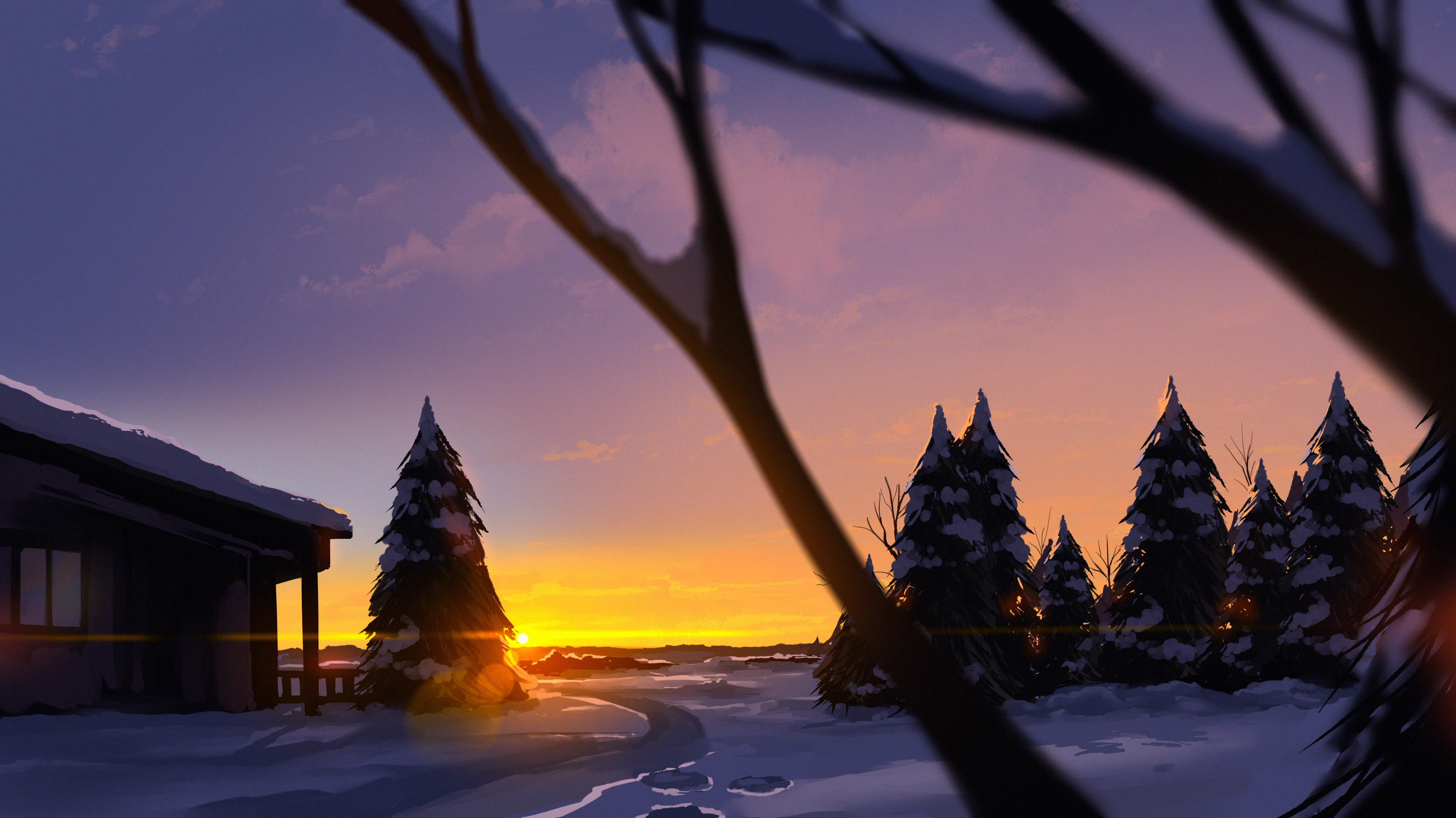 Anime Sunset 4k Ultra HD Wallpaper By Arttssam