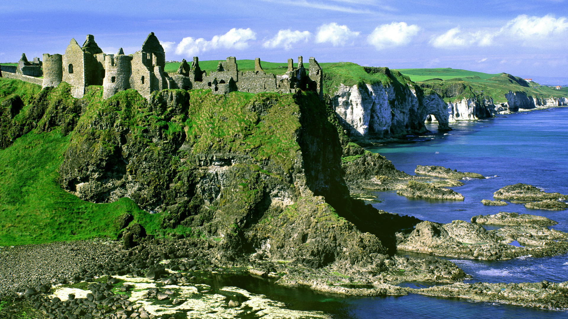 Wallpaper Green Cliff Castle Ireland Dunluce Antrim