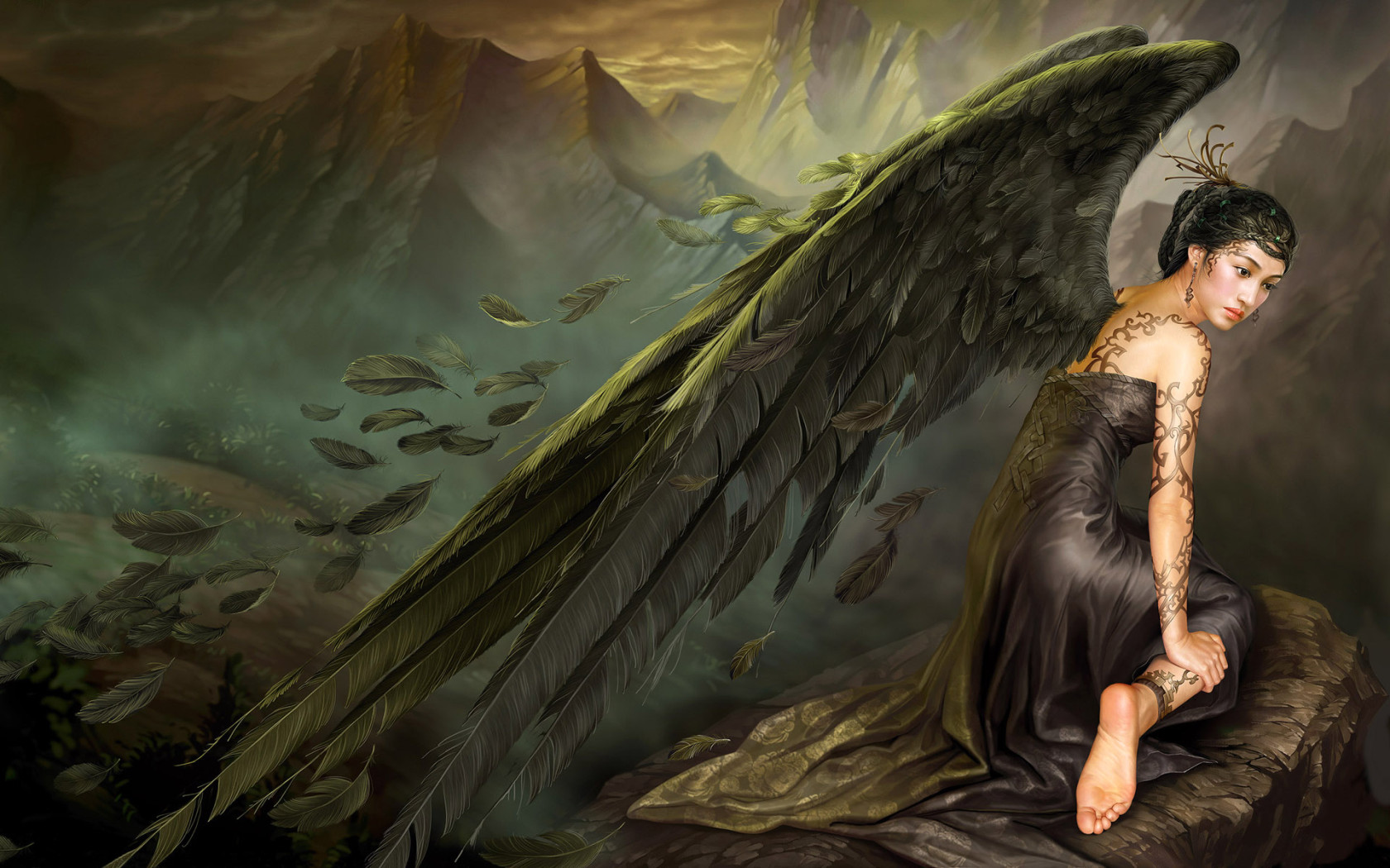 Dark Angel With Black Wings Full 1080p Ultra HD Wallpaper