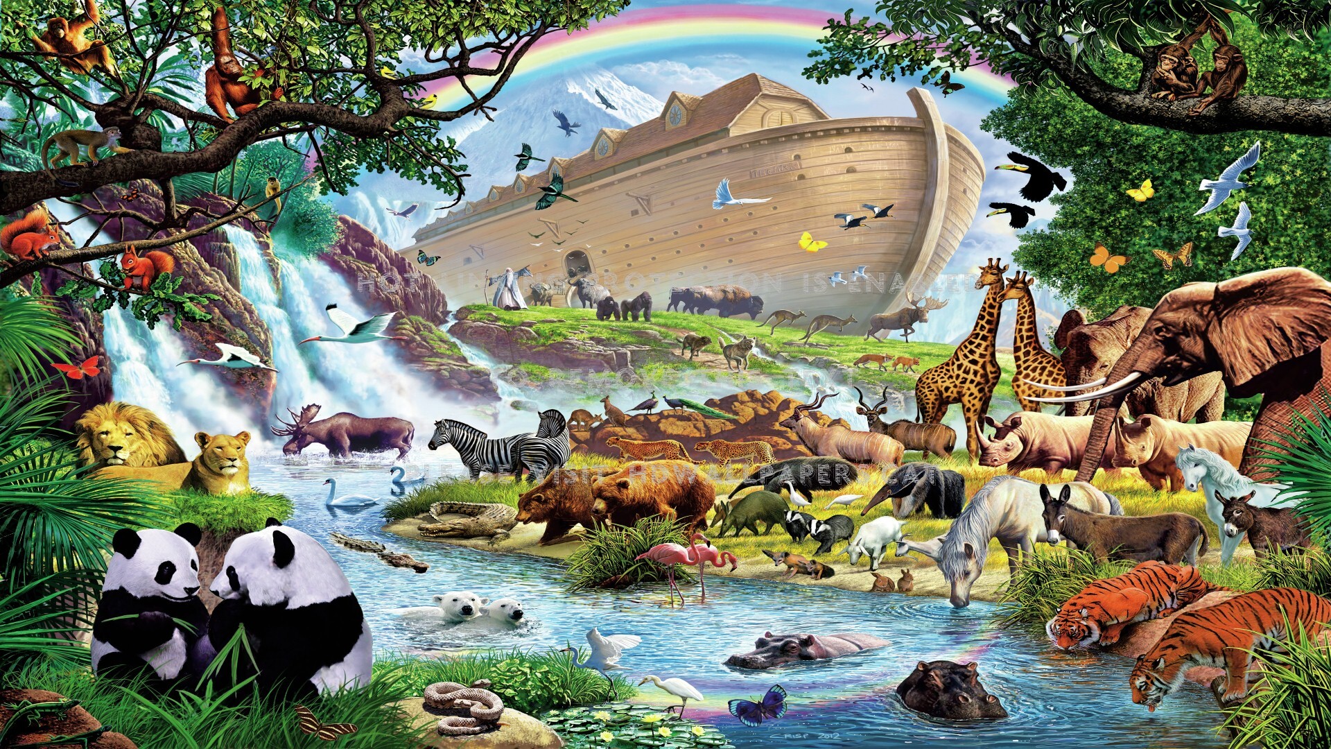 Noah S Ark After The Flood HD Animals Art