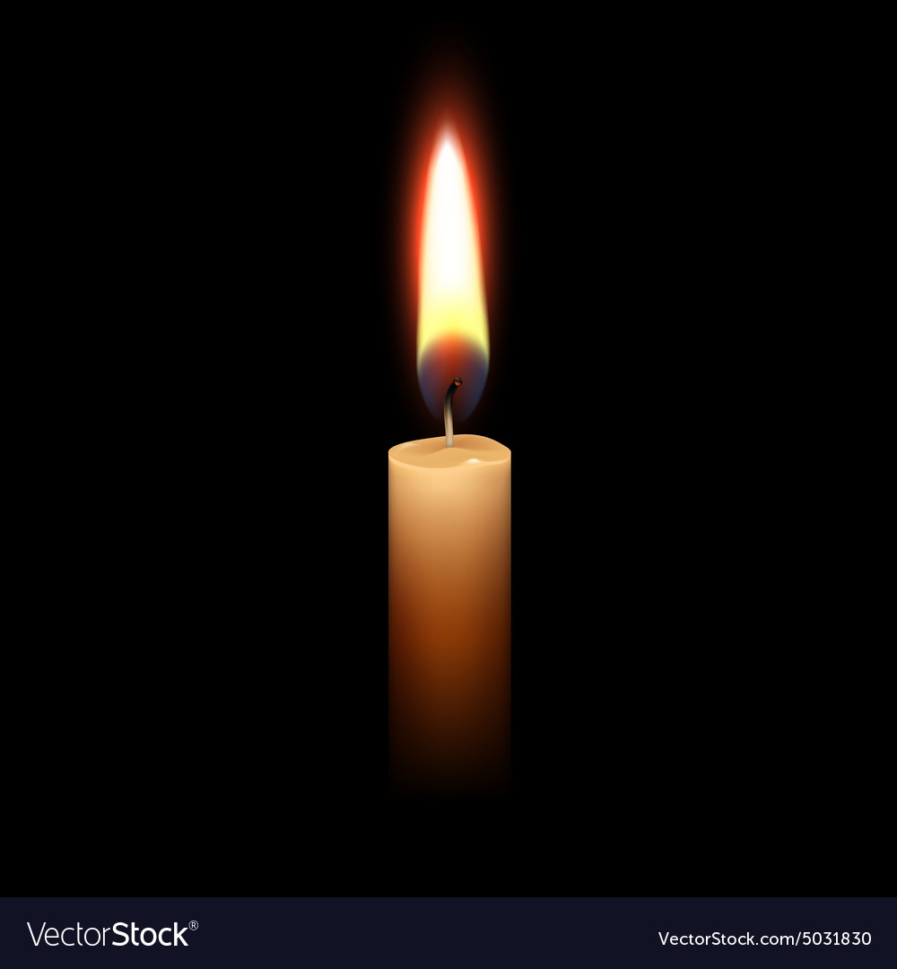 Candle Flame Fire Light Isolated Background Vector Image