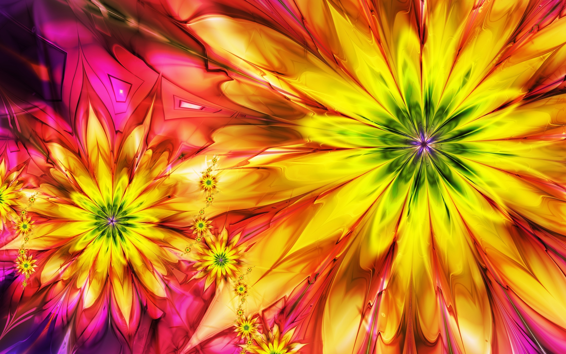 Flowers Bright Abstract Colorful Fractal Wallpaper
