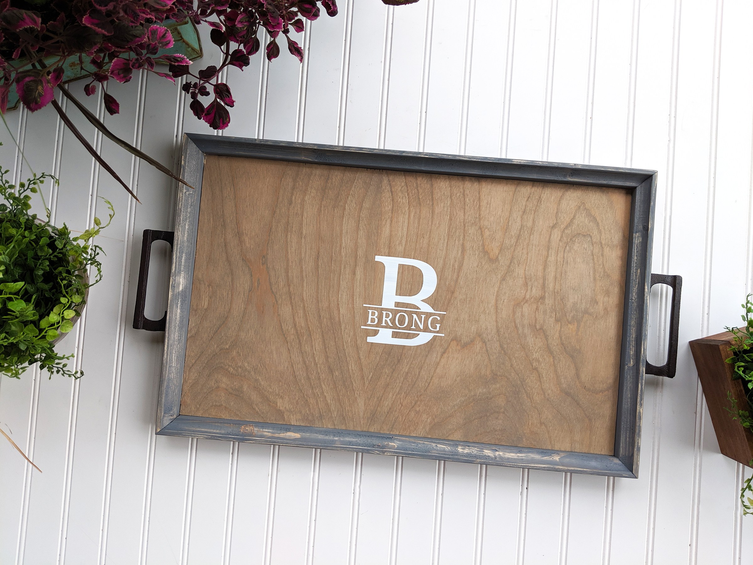 Personalized Serving Tray Wedding Guestbook Rawhide Background