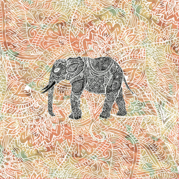 Colorful Tribal Elephant Wallpaper Paisley
