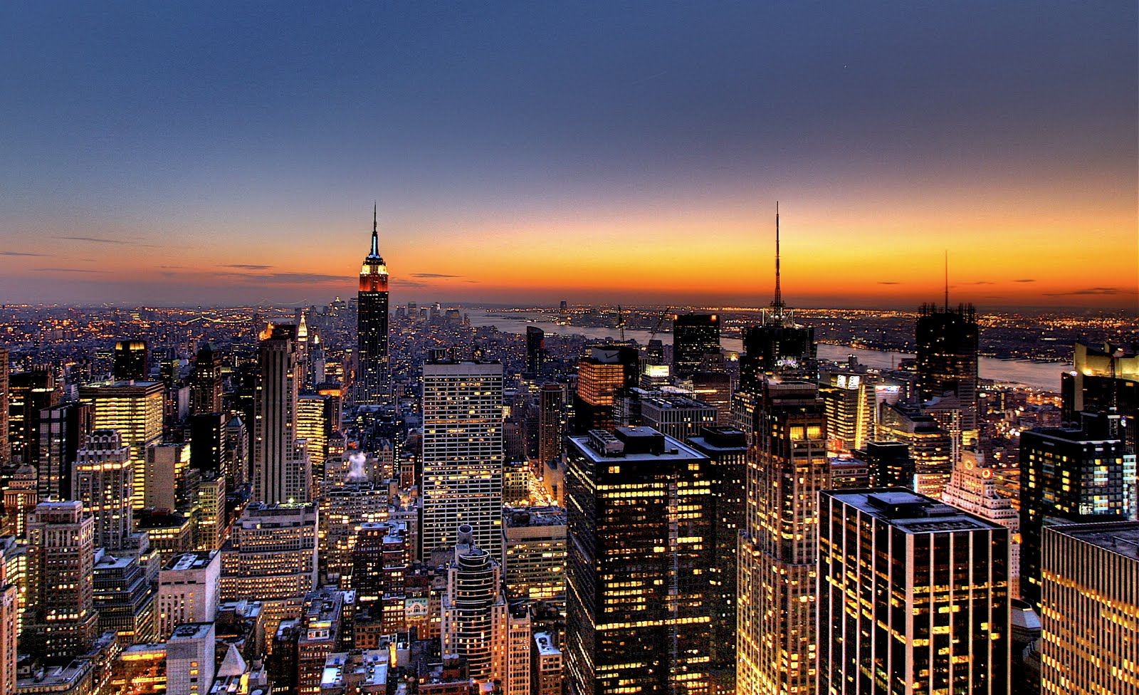 New York City Skyline   Sunset Wallpaper Hd Desktop Wallpaper 1600x976