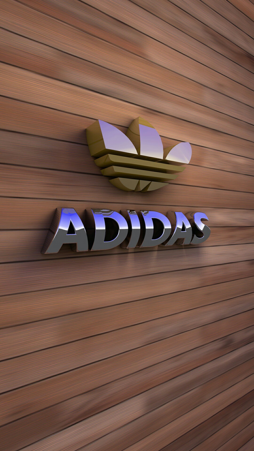 Adidas logo on a wooden background