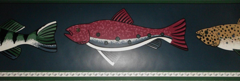 Fish and Fishing Hooks Fishing Cabin Theme Wallpaper Border 15 x 5 1 1000x341