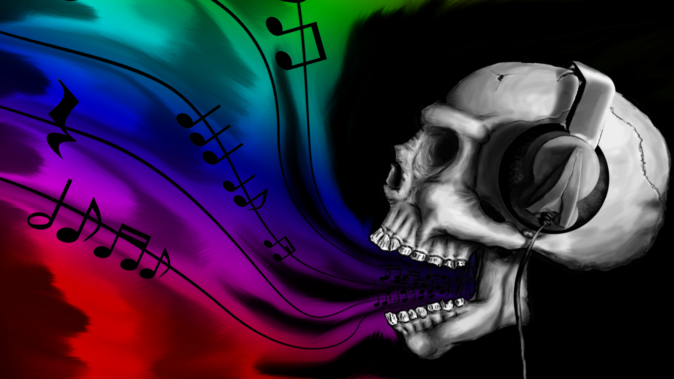 Headphones Skulls Wallpaper Music