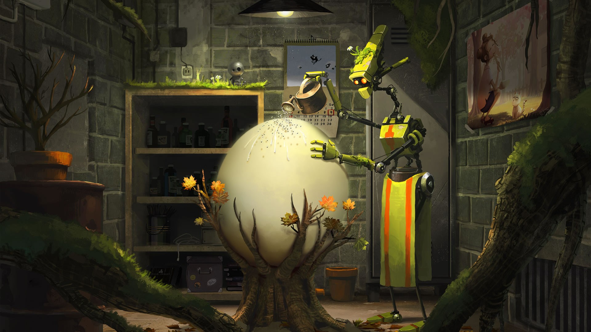 Robot Watering Egg HD Wallpaper High Quality