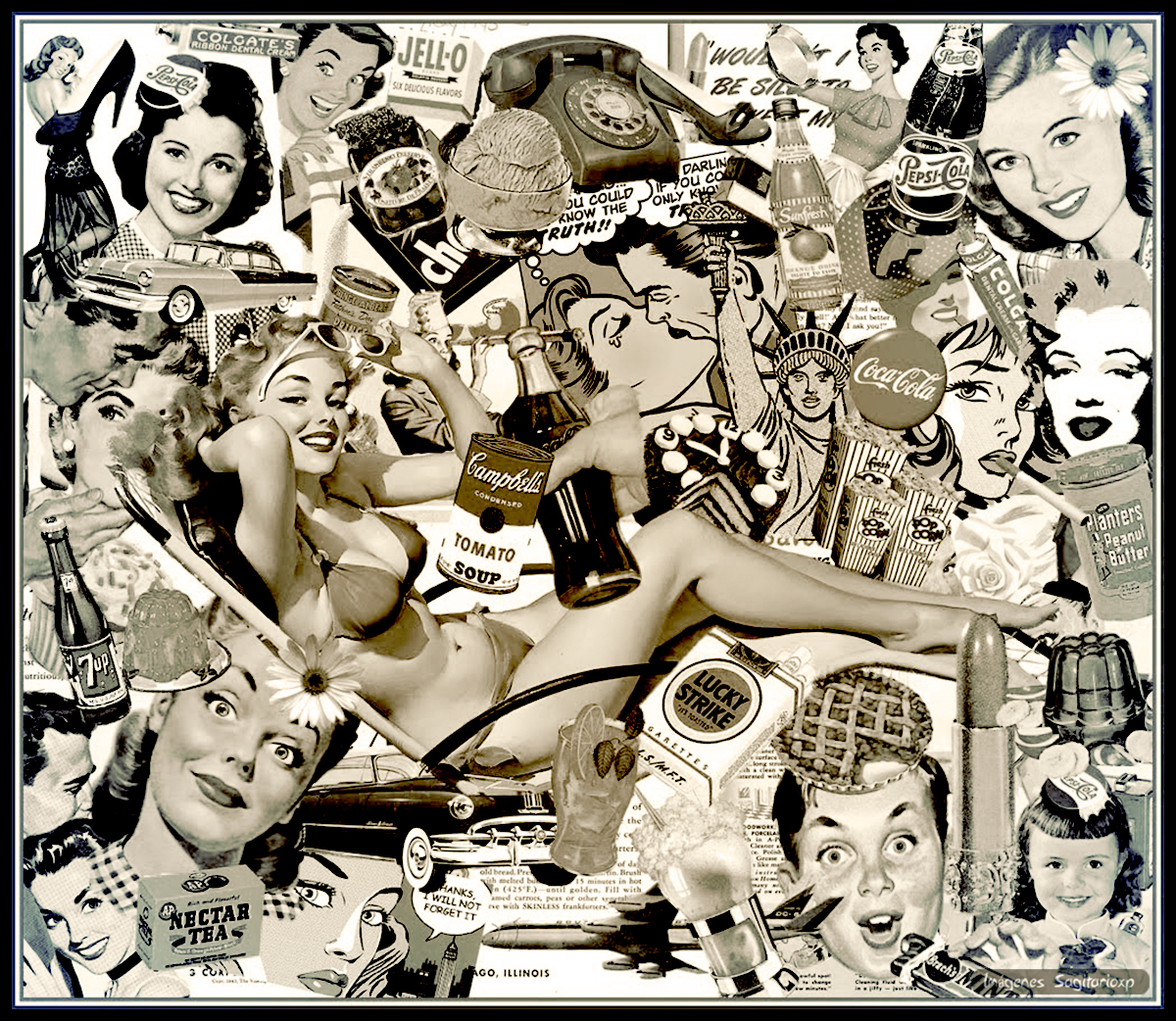 Collage Retro Anuncios Pin Up Wallpaper Vintage
