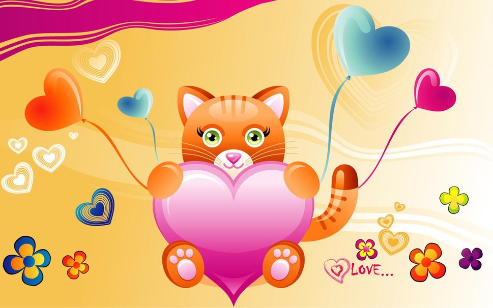 Valentine Cat Wallpaper