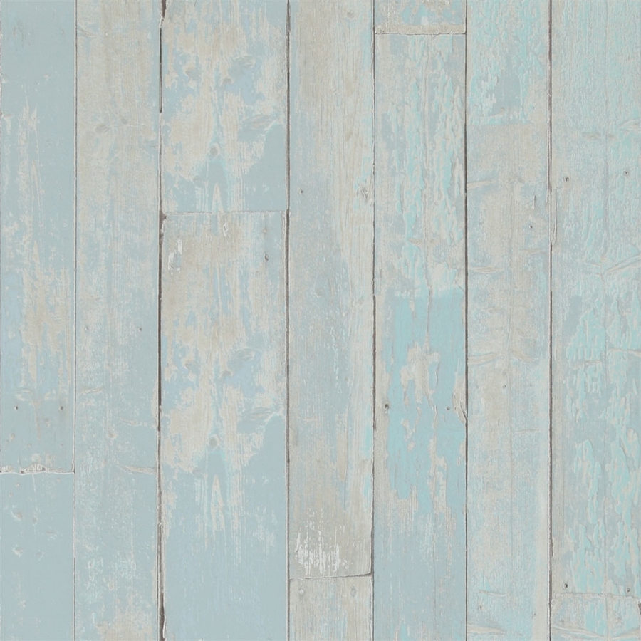 Pastel Blue Faux Wood Stained Plank Home Wallpaper R2595