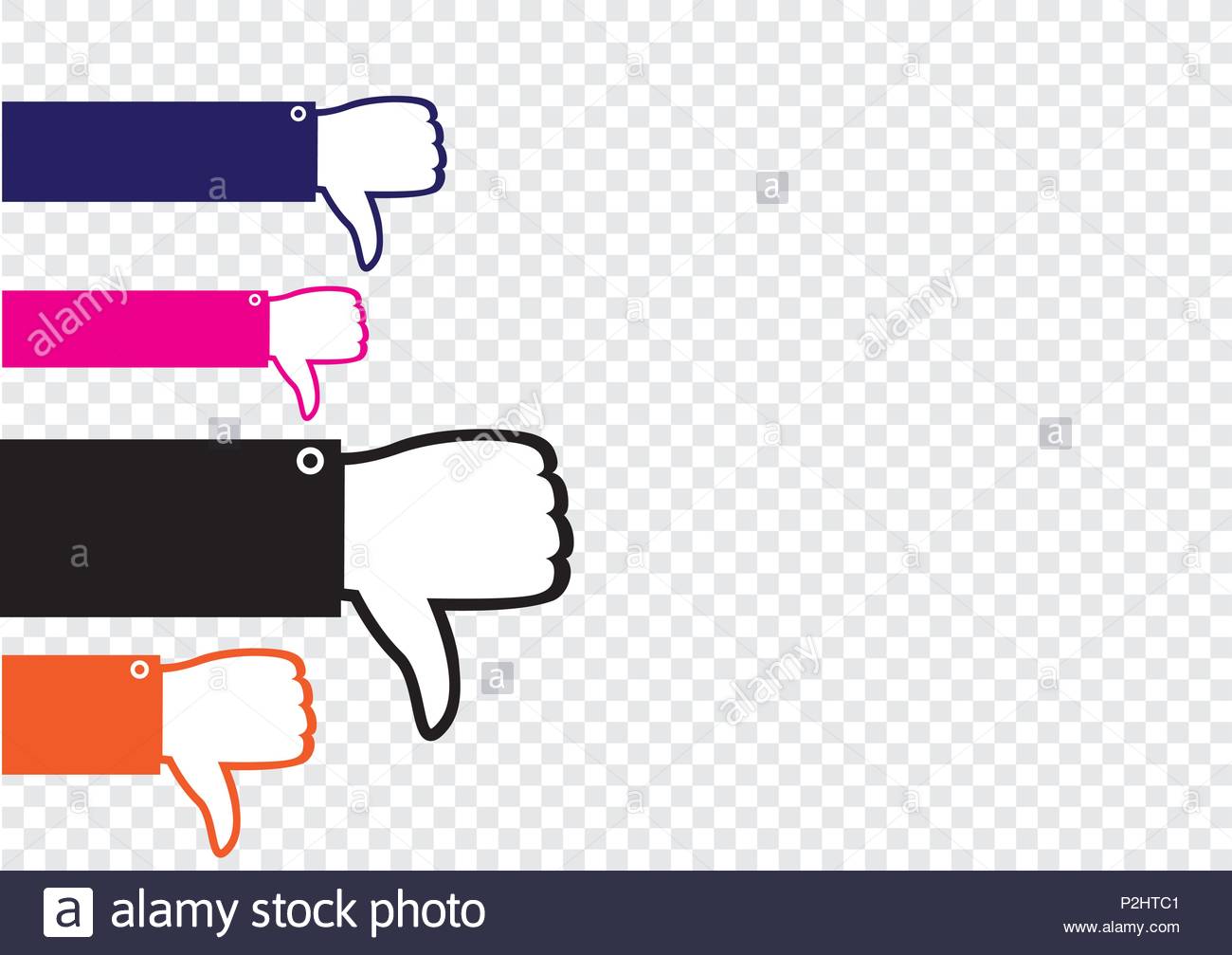 Many Hands Show Dislike On Transparent Background Stock Vector Art