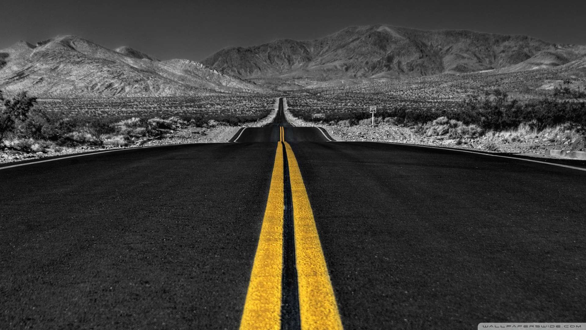 Wallpaper Long Desert Road Black And White 1080p HD Upload