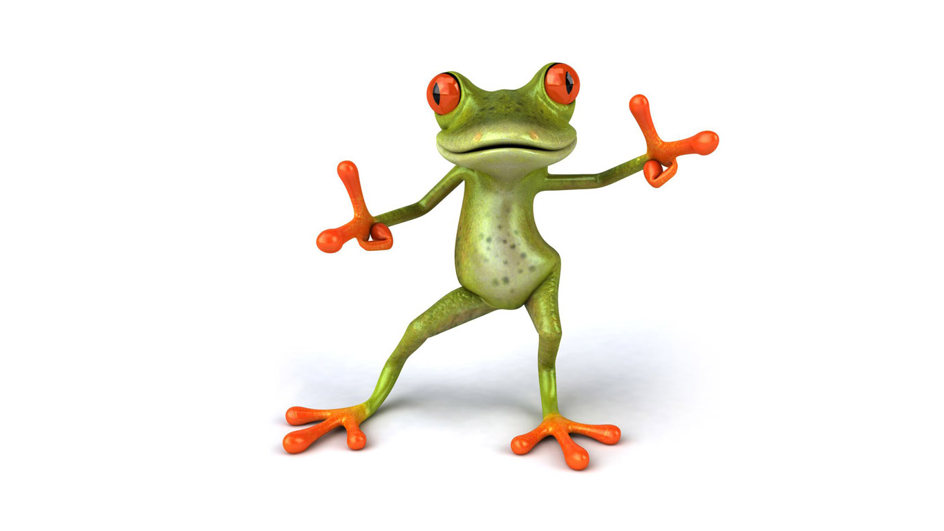 Funny Cartoon Frog Dancing Sitting