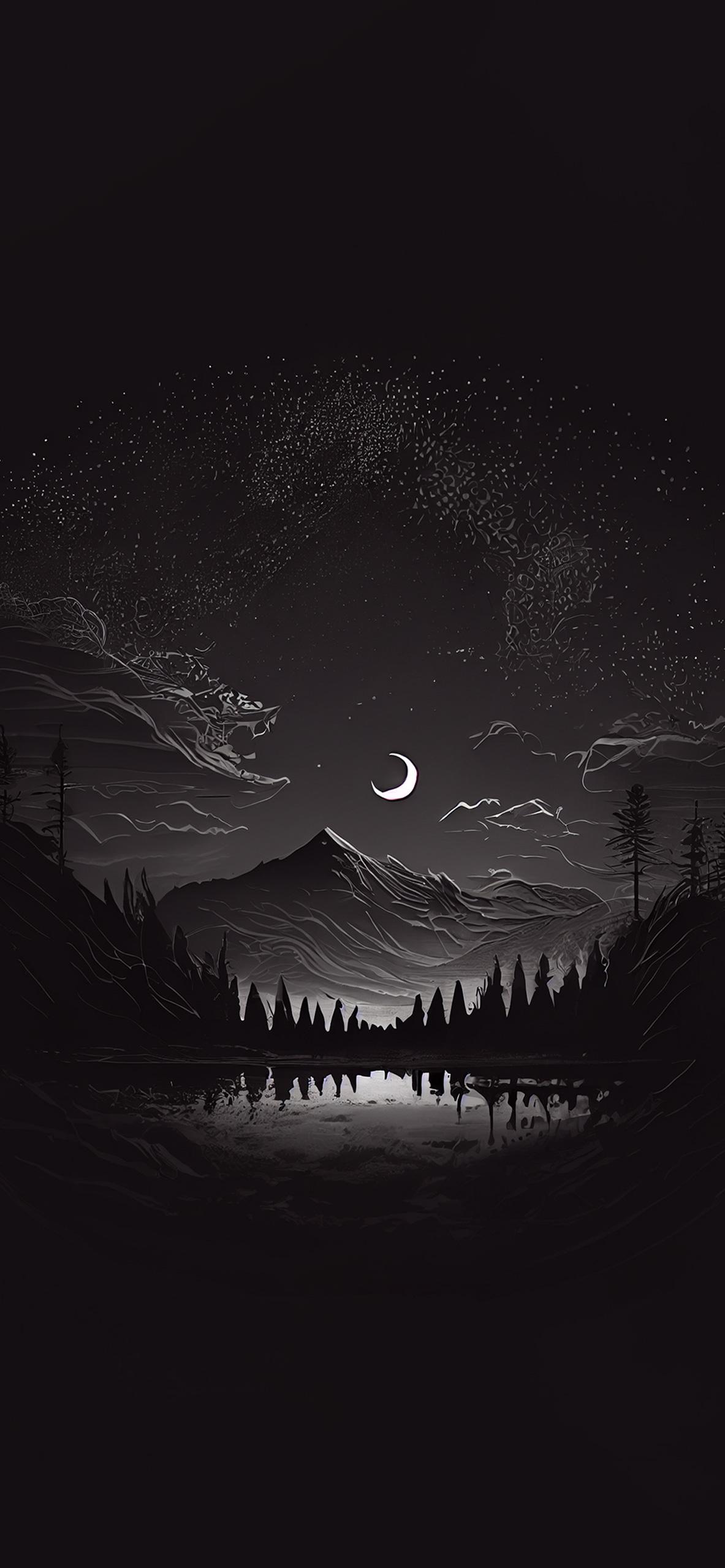 Night Landscape Aesthetic Black Wallpaper 4k