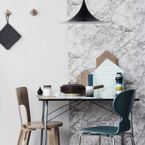 Ferm Living Coffee table Mineral marble base with glass plate 120x70x25cm -  Wonen met LEF!