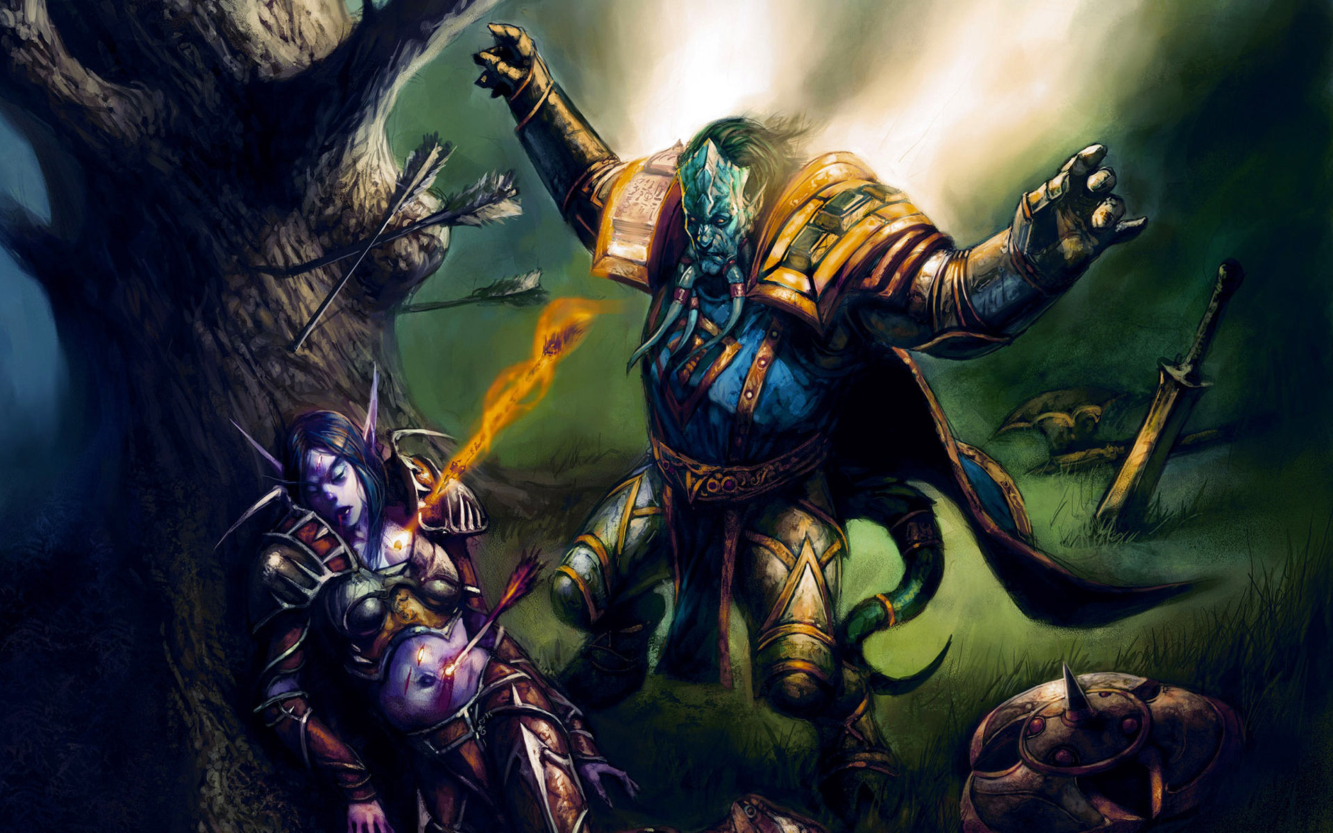 Warcraft Draenei Elf Arrows Paladin Injuries Blizzard Wallpaper