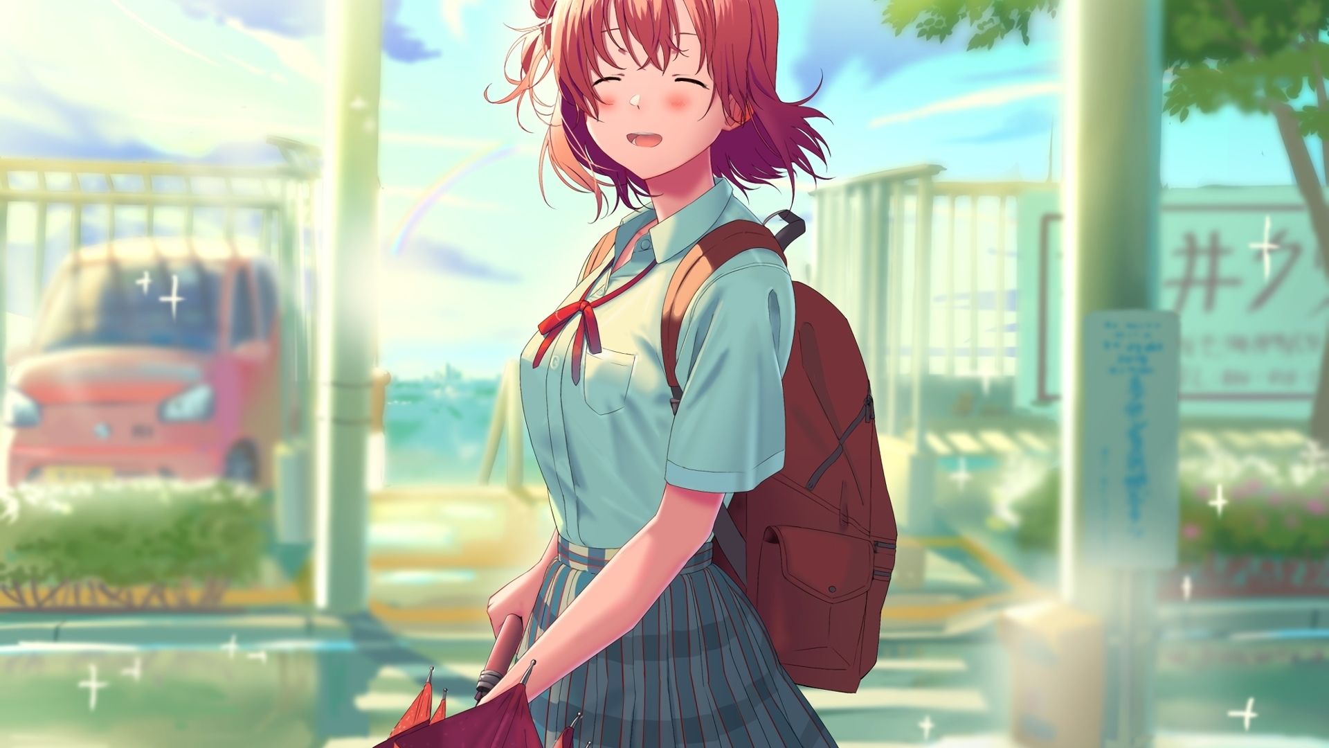 Desktop Wallpaper Cute Yui Yuigahama Anime Girl HD Image