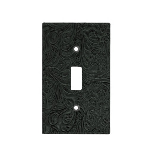 Black Tooled Leather Look Faux Western Switch Plate Covers Zazzle 512x512