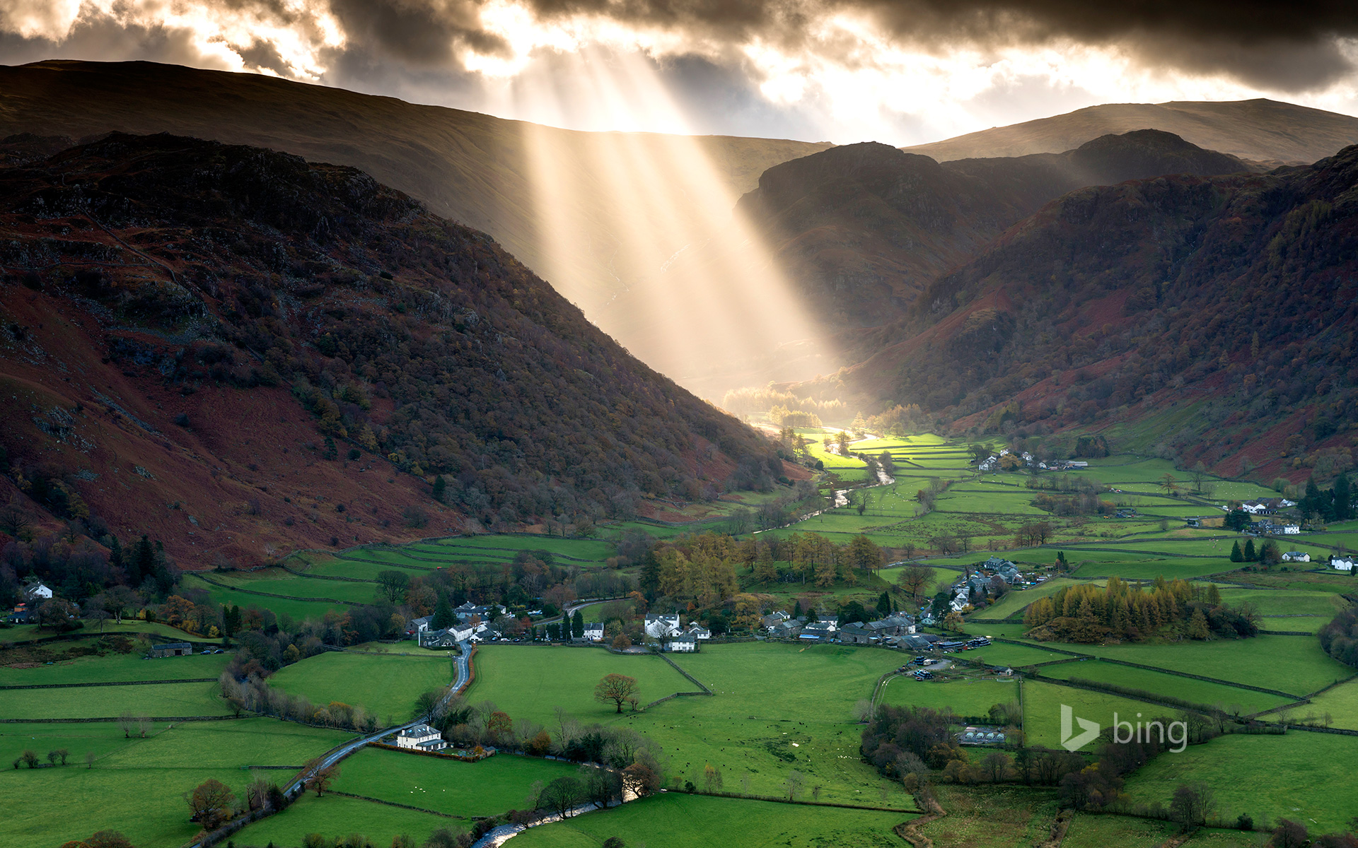 Shafts Of Light Work Their Way Across The Borrowdale Valley In