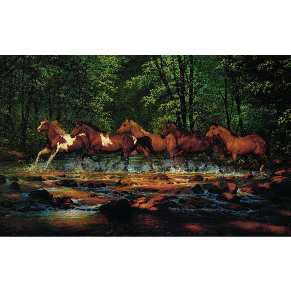 York Wallcovering Lake Forest Lodge Running Horses Mural Wl5528mlm