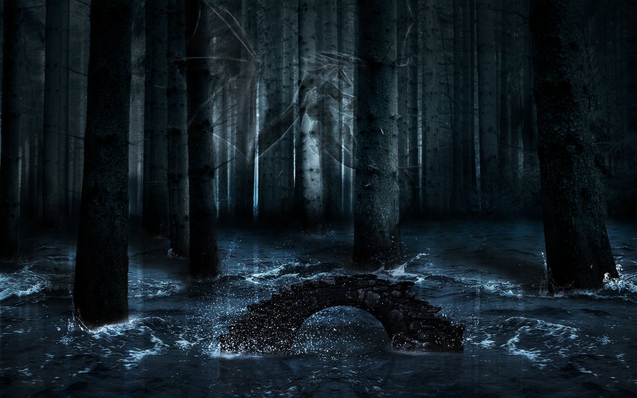 Dark Forest with Dragon by Silencesys 1280x800