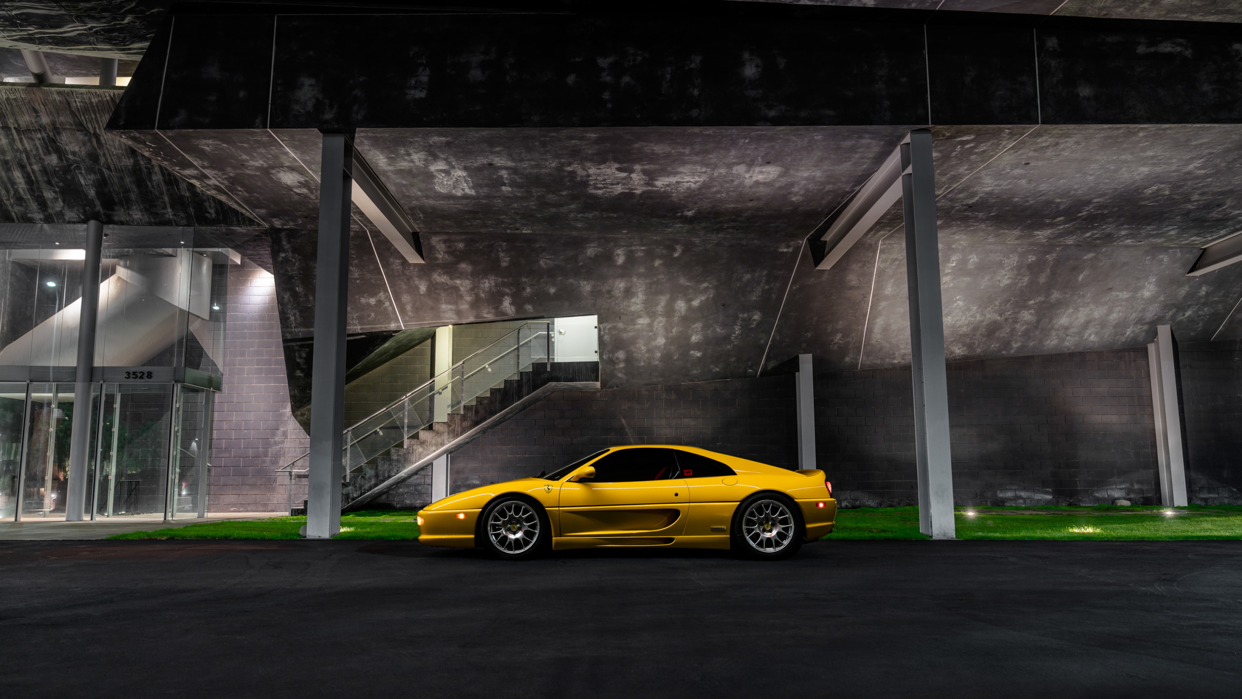Ferrari F355 Yellow Cars Italian Night Wallpaper Resolution
