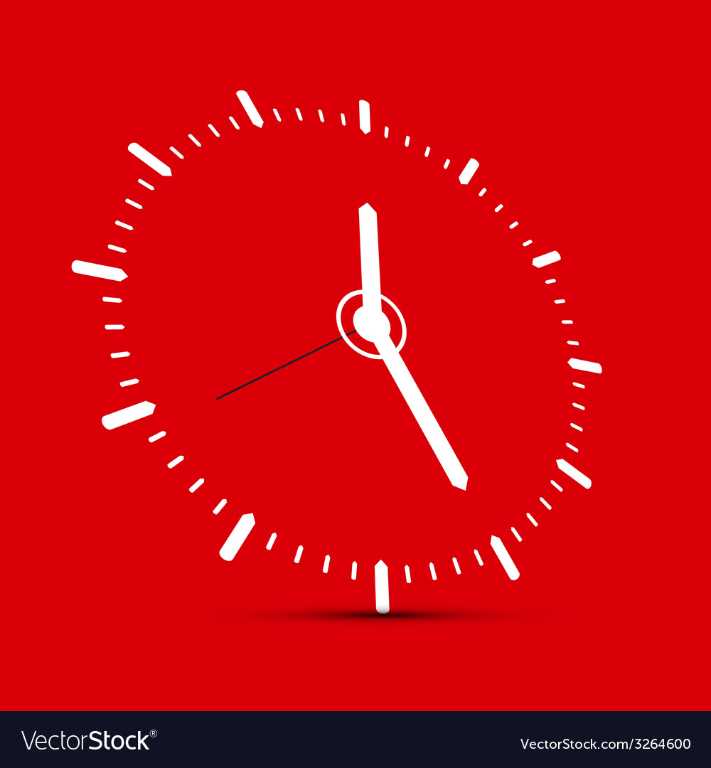 Abstract clock on red background Royalty Free Vector Image