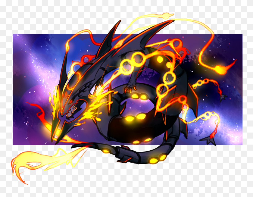 Shiny Mega Rayquaza Black Hd Png