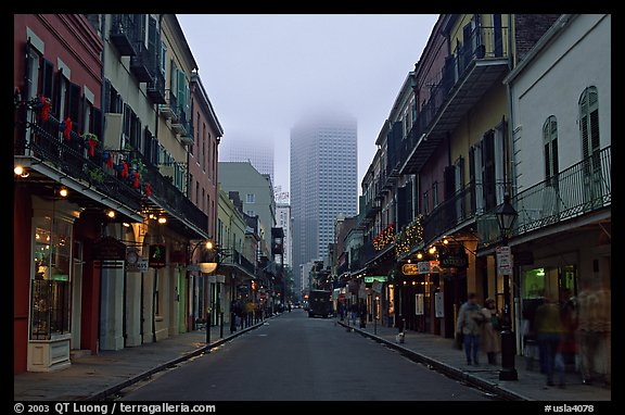 Bourbon Street And The New Town In Fog French Quarter