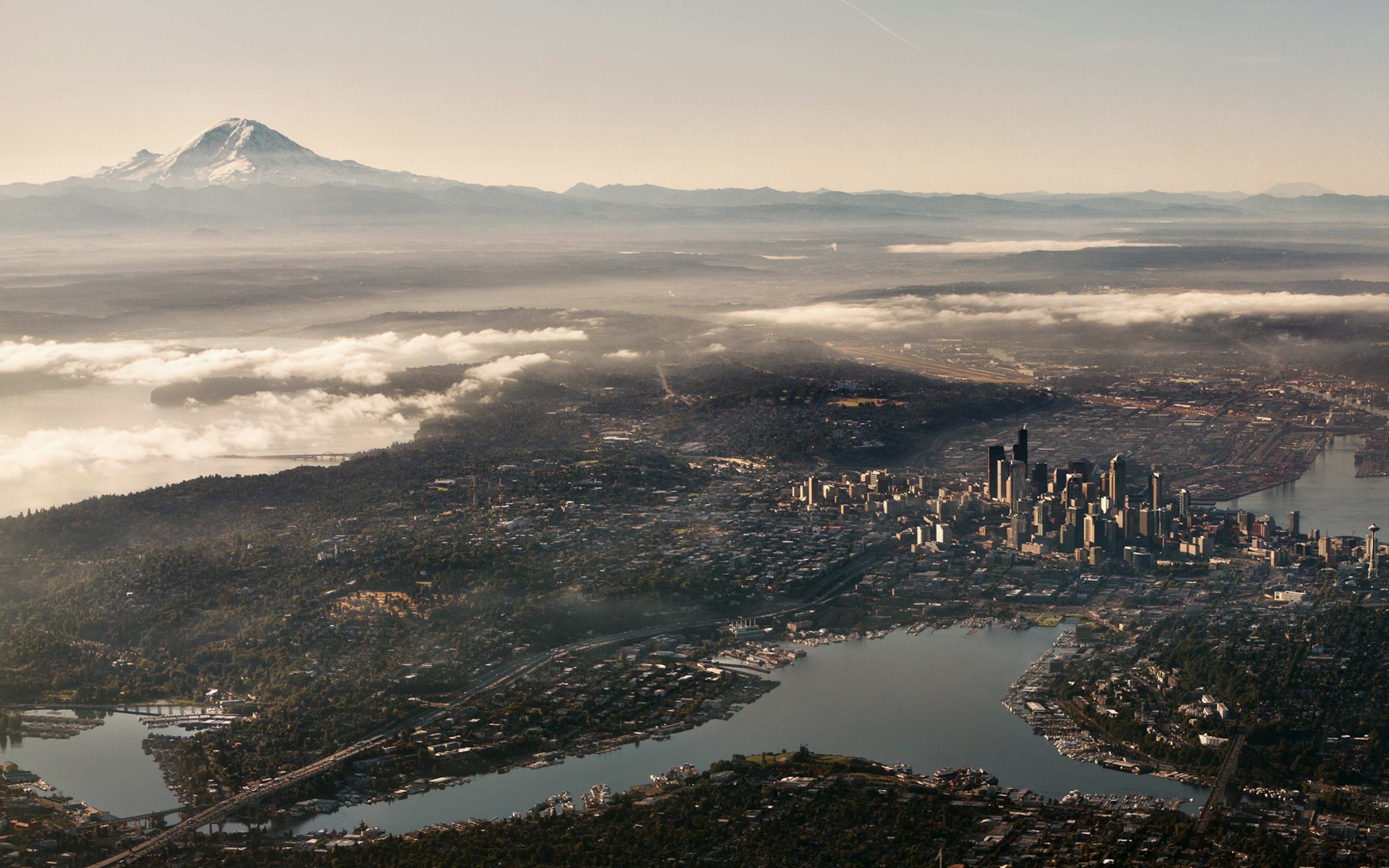 Seattle Usa Top Panorama Wallpaper Background Ultra Hd 4k