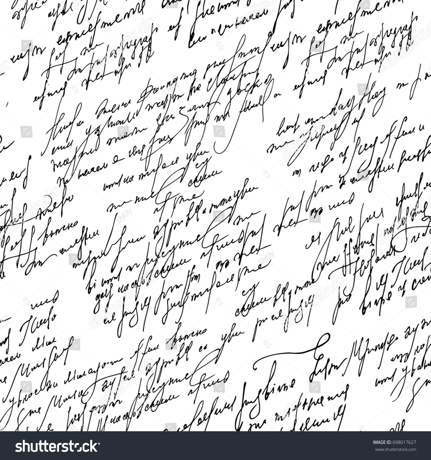 Handwritten Abstract Text Wallpaper Seamless Monochrome Vector