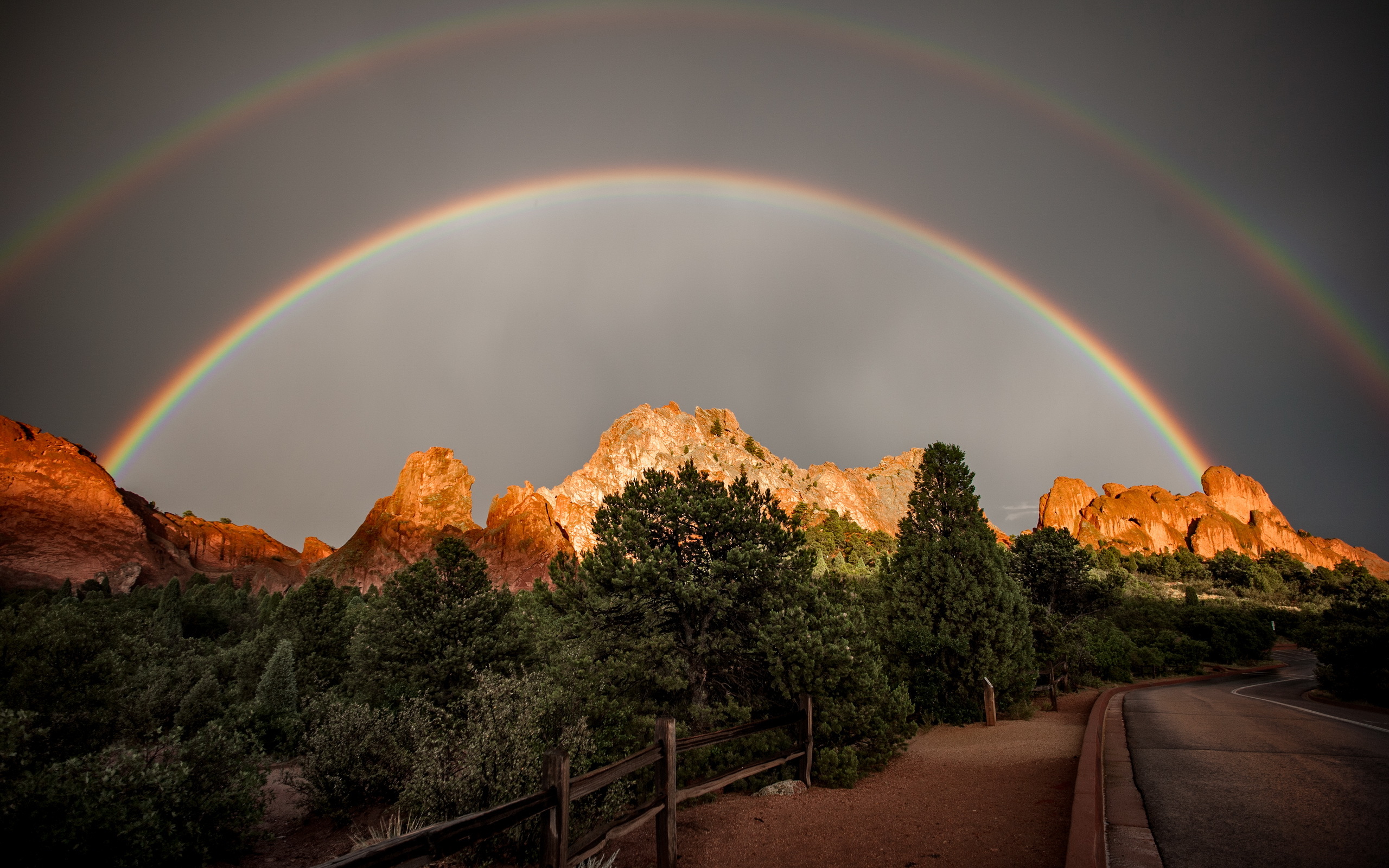 Wallpaper Forest Usa Rainbow Colorado Over The