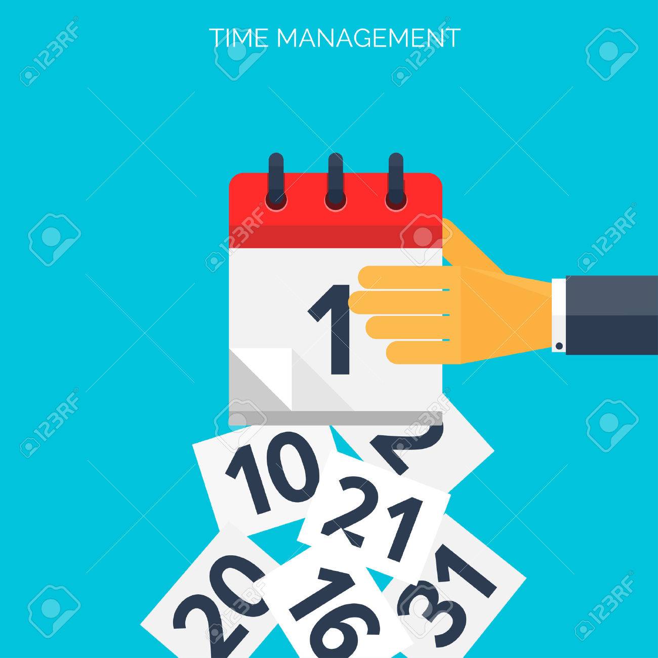 Flat Calendar Icon Date And Time Background Management