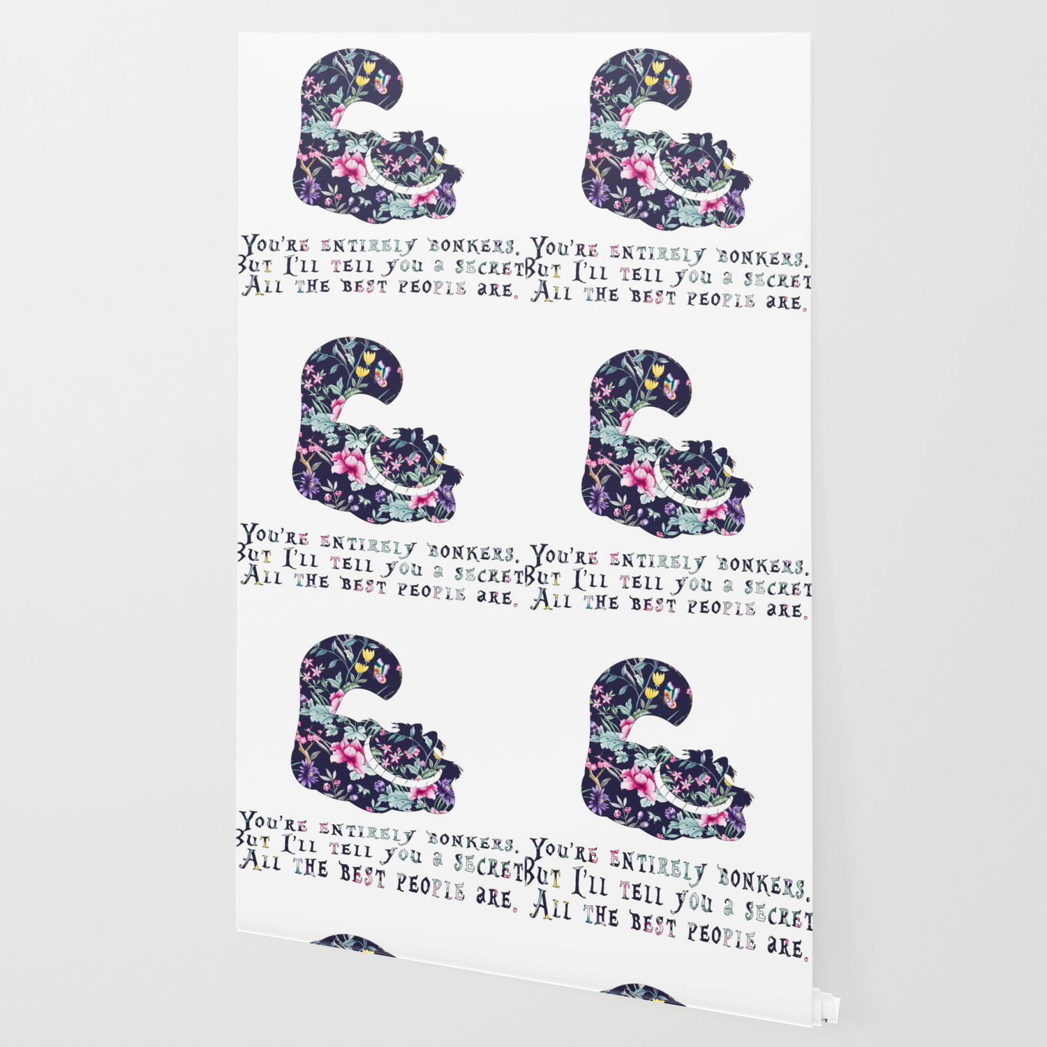 Alice Floral Designs Cheshire Cat Entirely Bonkers Wallpaper By